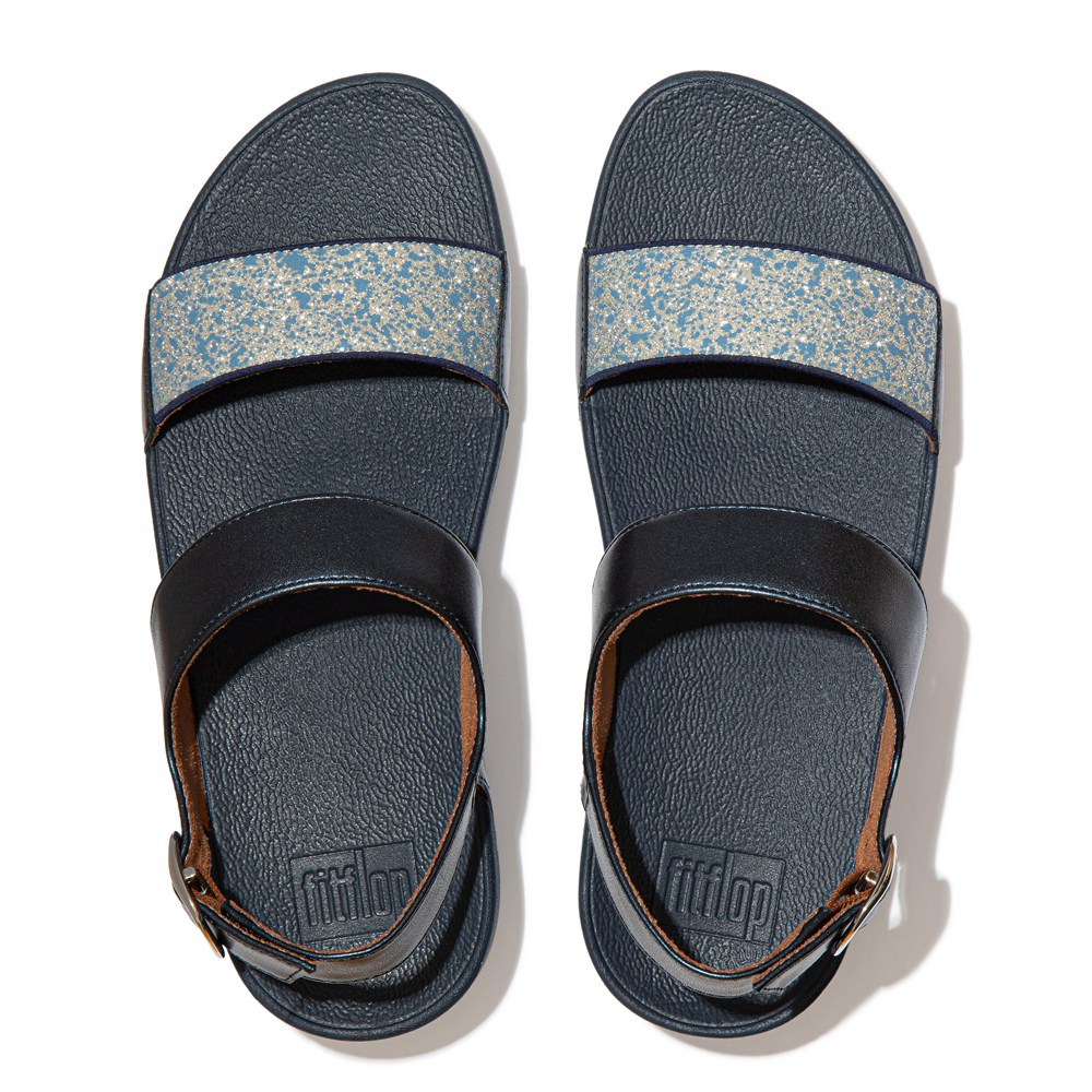 Fitflop Womens Sandals - Lulu Shimmer Back-strap - Navy - 496-ODXUCT